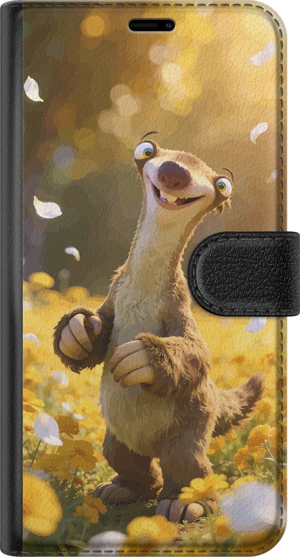 Kompatibelt Lommeboketui til Huawei P30 Sid fra Istid med et eikenøtt blant gule blomster i sollys gul