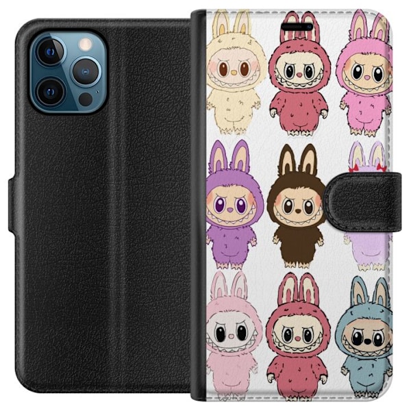 Apple iPhone 12 Pro Max Plånboksfodral Labubu Pink Monster – Popkonst med Kawaii-touch