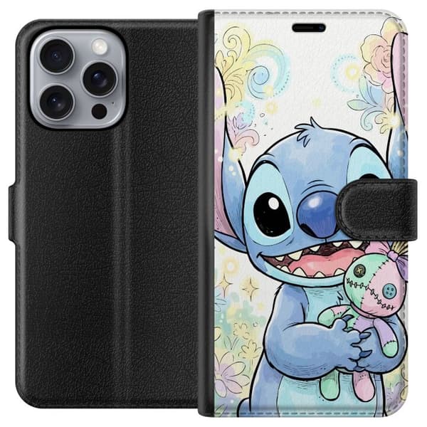 Kompatibelt Plånboksfodral till Apple iPhone 16 Pro Max Stitch håller liten patchwork-docka bland pastellblommor och gnistrande mönster