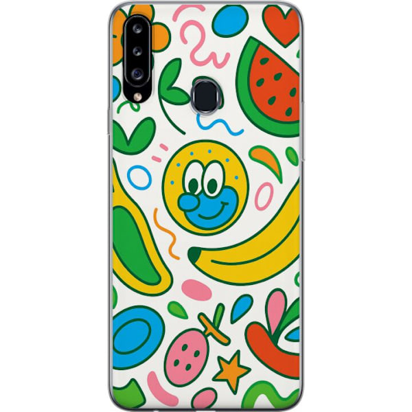 Samsung Galaxy A20s Läpinäkyvä kuori Perhosverho