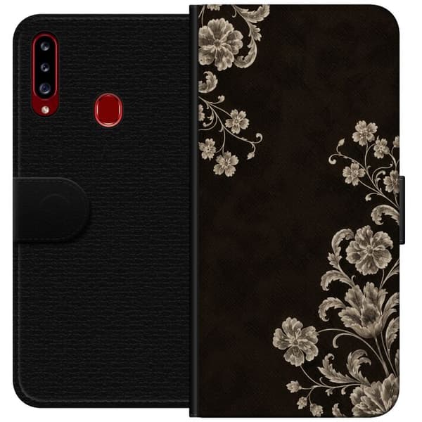 Kompatibel Tegnebogsetui til Samsung Galaxy A20s Midnatsbotanik sort
