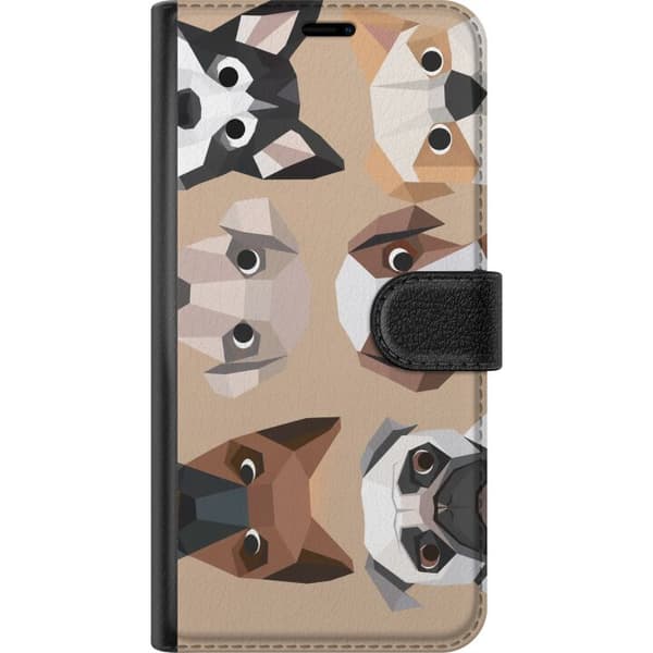 Kompatibelt Lommeboketui til Apple iPhone X Beige polygonhunder beige