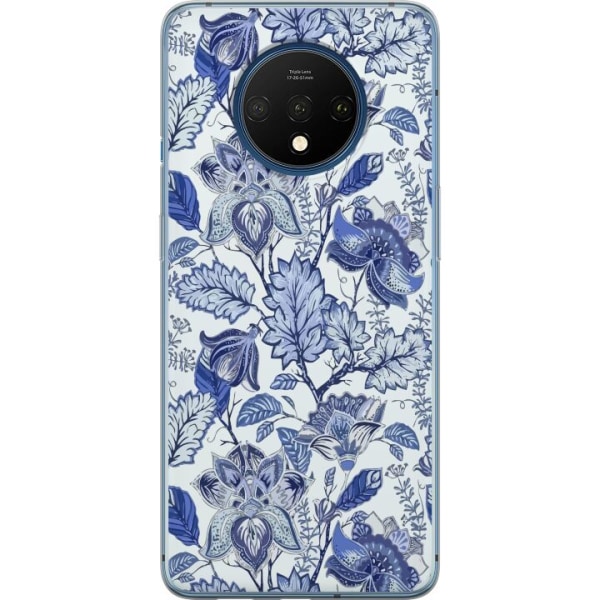 OnePlus 7T Gennemsigtig cover Blomster Blå...