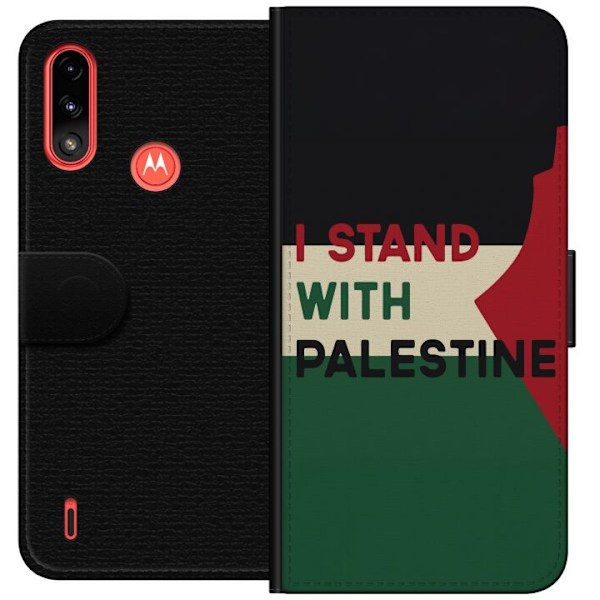 Motorola Moto E7 Power Lommeboketui Stå opp for Palestina - solidaritetsdesign med en sterk melding