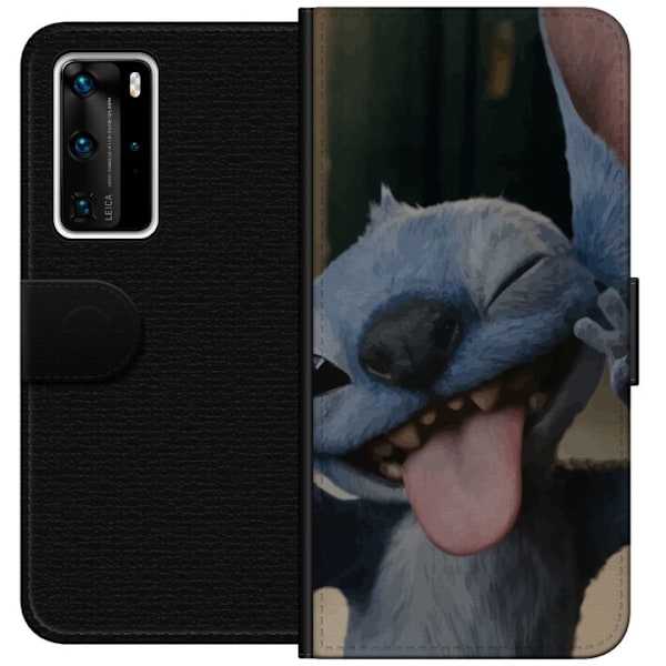 Huawei P40 Pro Tegnebogsetui Stitch Sød Alien - Blå Favorit fra Ydre Rummet