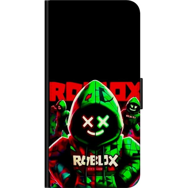 Kompatibel Tegnebogsetui til Huawei P40 lite E Neonfarvet figur med hætte og lysende maske i grønt og rødt mod sort baggrund sort