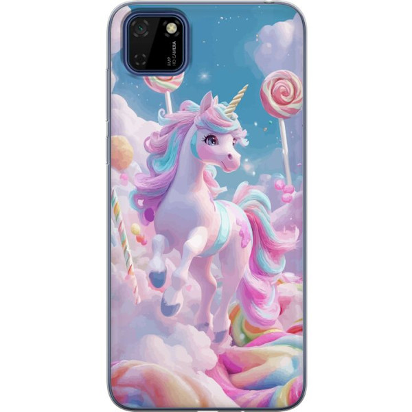 Huawei Y5p Genomskinligt Skal Enhörning Candy Pastell Kawaii Motiv Söt Populär Färg Grafiskt Trend Barn Motiv Fantasy Art