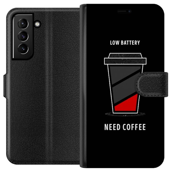 Samsung Galaxy S21+ 5G Tegnebogsetui Lavt Batteri Behøver Kaffe