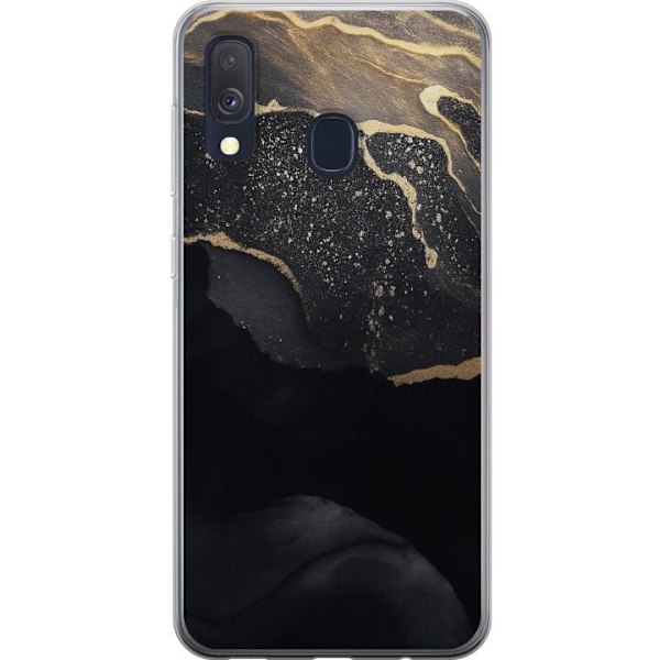Samsung Galaxy A40 Genomskinligt Skal Svart guld abstrakt