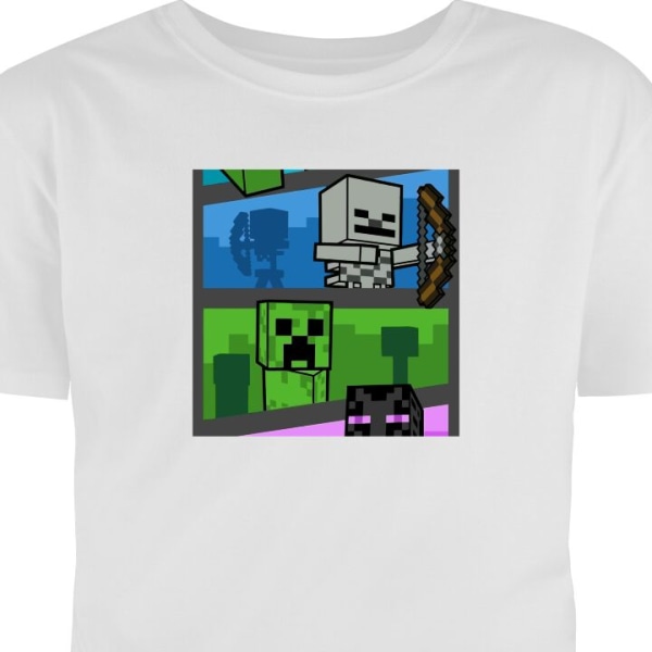 Barn T-shirt Minecraft vit 9-11 År