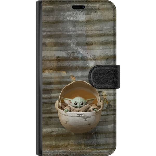 Kompatibel Tegnebogsetui til Google Pixel 10 Pro Sød grøn rumvæsen med store ører og mørke øjne sidder i en beige kapsel mod rustik grå baggrund beige