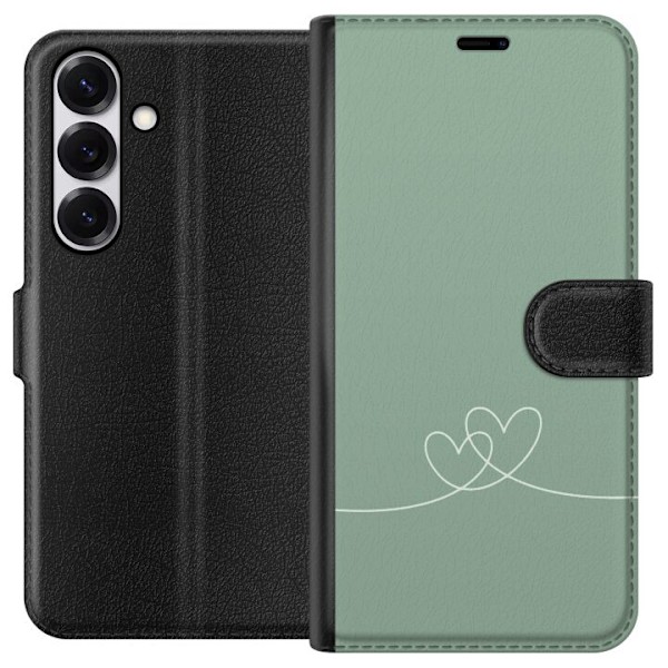Samsung Galaxy S25 Tegnebogsetui Grøn Hjerte