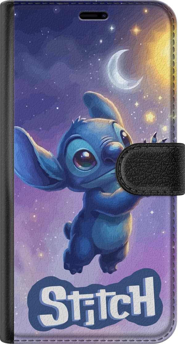 Kompatibel Tegnebogsetui til Huawei P30 lite Blå rumfigur, der rækker ud mod måne, sol og stjerner på lilla himmel lilla