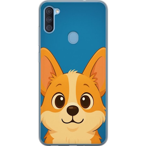 Samsung Galaxy A11 Läpinäkyvä kuori Hello Corgi