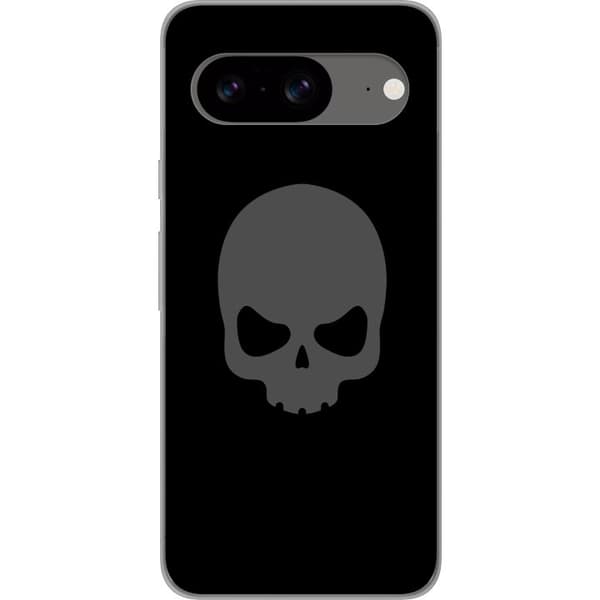 Kompatibel Mobilcover til Google Pixel 8 Enkel dødningehoved i grå tone mod sort baggrund, elegant og moderne design