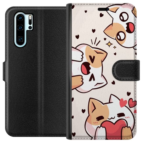 Kompatibelt Lommeboketui til Huawei P30 Pro Søt katt