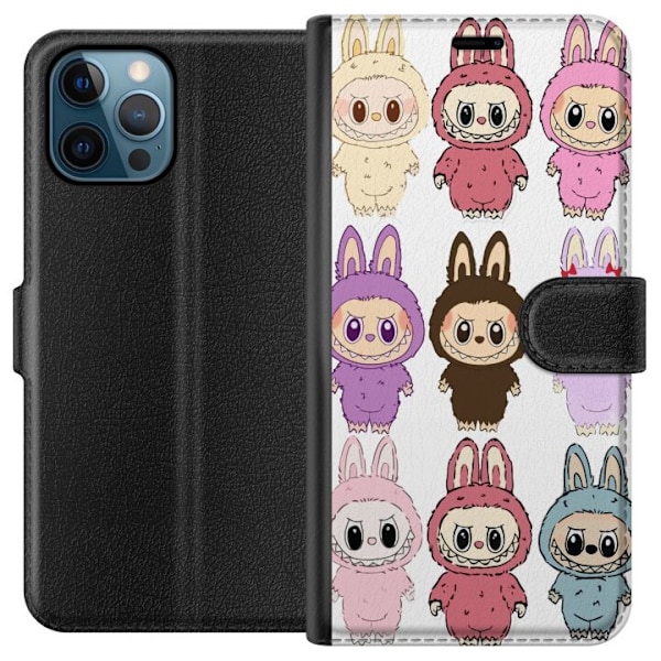 Apple iPhone 12 Pro Plånboksfodral Labubu Pink Monster – Popkonst med Kawaii-touch