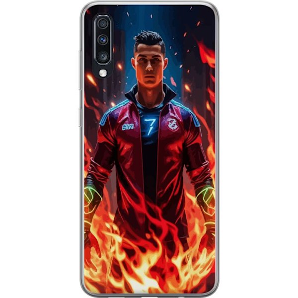 Samsung Galaxy A70 Gennemsigtig cover Ronaldo Inferno - fodboldhelt i flammer