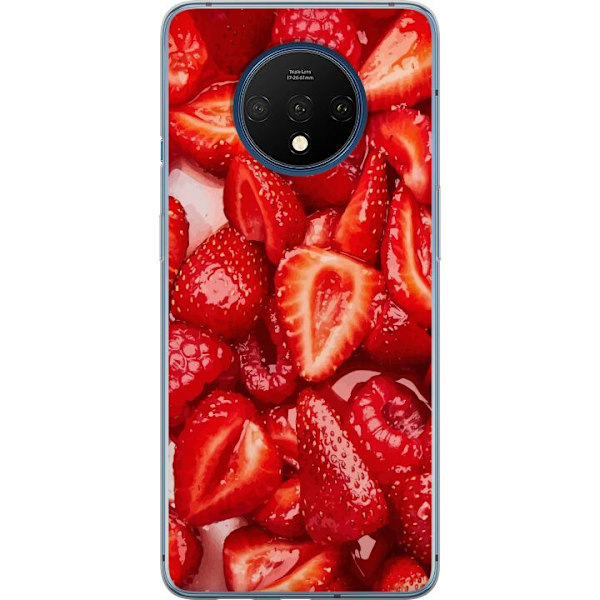 OnePlus 7T Läpinäkyvä kuori Mansikkakuviointi - makea motii