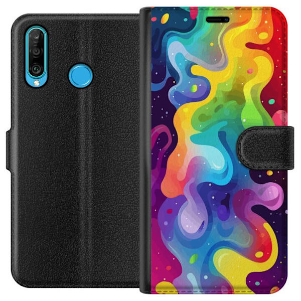 Huawei P30 lite Plånboksfodral Color Splash Abstrakt Konst Design Färgstarkt Mönster Modern Populär Väggkonst Grafiskt Trend