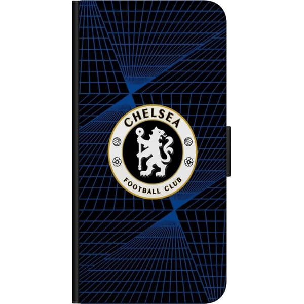 Kompatibel Tegnebogsetui til Xiaomi Redmi Note 9 4G Fodboldemblem med løve og blå geometriske linjer mod sort baggrund blå