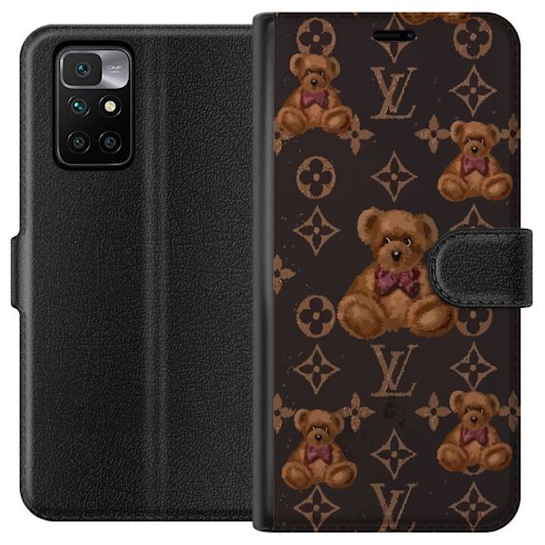 Xiaomi Redmi 10 Plånboksfodral Louis Vuitton Teddy Bear Mönster Lyx Mode Design Populärt Motiv Fashion Trend Lyxiga Accessoarer