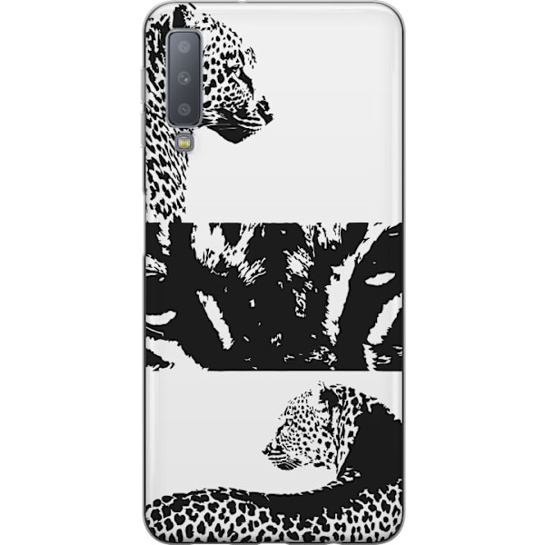 Samsung Galaxy A7 (2018) Genomskinligt Skal Leopard Faces – trendigt mönster med leopardansikten