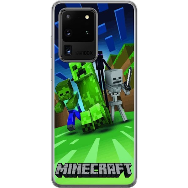 Samsung Galaxy S20 Ultra Läpinäkyvä kuori Minecraft Creeper mobilskal i klassisk grön pixelstil