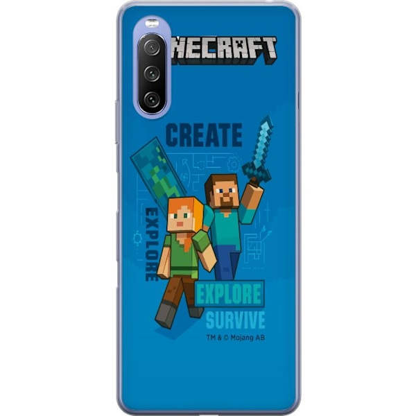 Sony Xperia 10 III Lite Läpinäkyvä kuori Minecraft Luolastot