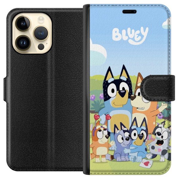 Apple iPhone 15 Pro Max Tegnebogsetui Bluey mobilcover med hele familien i farverigt design