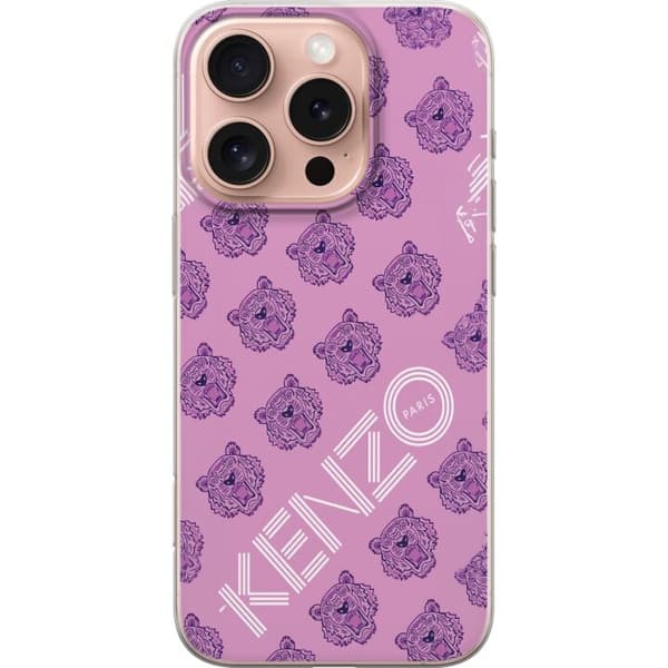 Kompatibelt Mobildeksel til Apple iPhone 16 Pro Roseinspirert tigermønster med logo og Paris tekst rosa