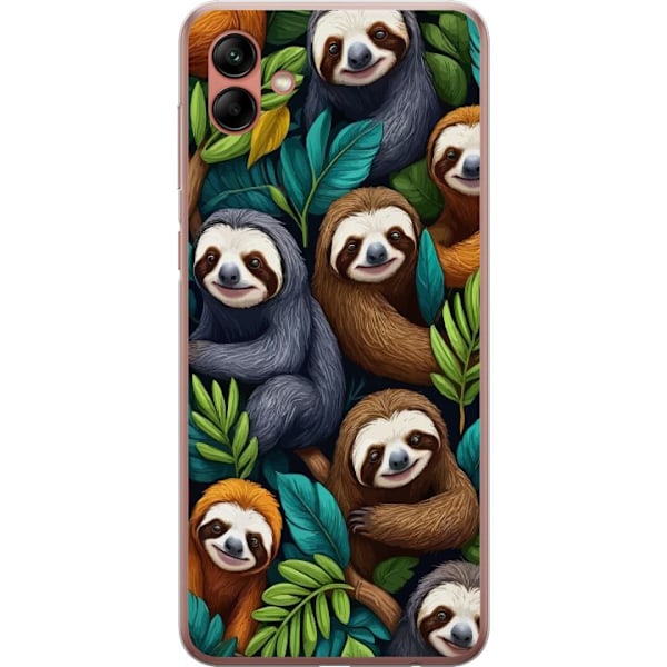 Samsung Galaxy A04 Gennemsigtig cover Sengångarstil - afslappet motiv med sød dovendyr