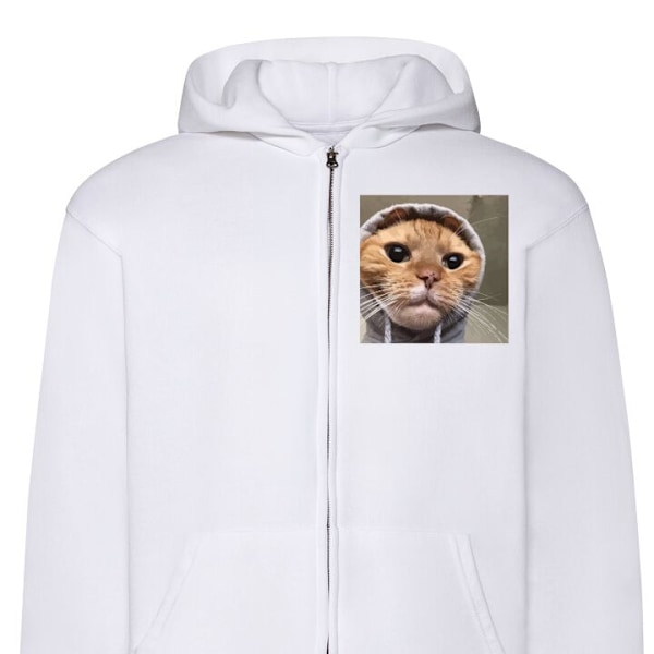 Zip-Hoodie | Hættetrøje med Lynlås til Voksne Kat Trøje hvid L