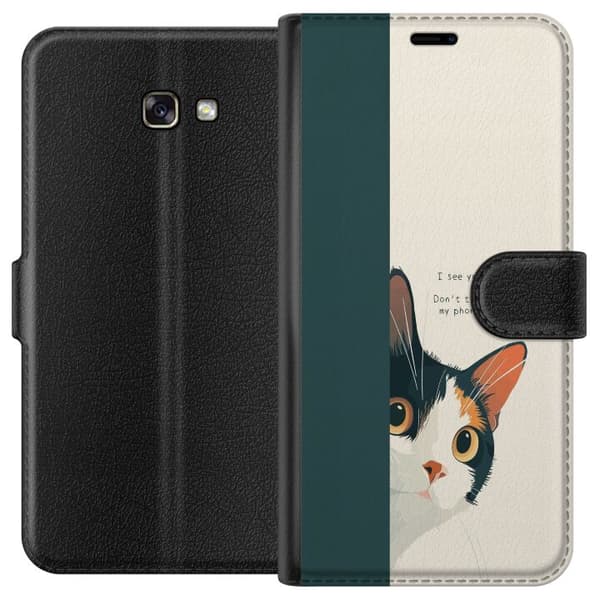 Kompatibelt Plånboksfodral till Samsung Galaxy A3 (2017) Katt som kikar fram beige
