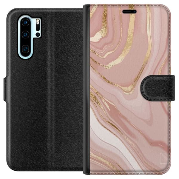 Kompatibelt Lommeboketui til Huawei P30 Pro Marmor Gull