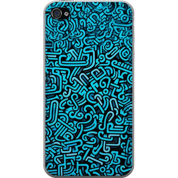 Kompatibelt Mobilskal till Apple iPhone 4s Abstrakt blått graffitimönster med moderna grafiska former blå