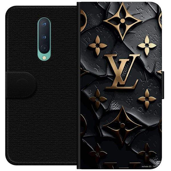 OnePlus 8 Plånboksfodral Louis Vuitton Dark Mode Design Svart Lyx Stil Fashion Populärt Grafiskt Mönster Modeikon Lyxmärke