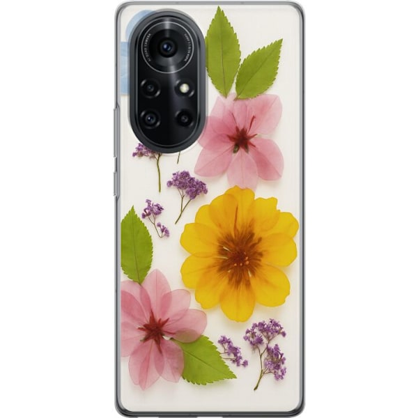 Huawei nova 8 Pro Läpinäkyvä kuori Painetut kukat