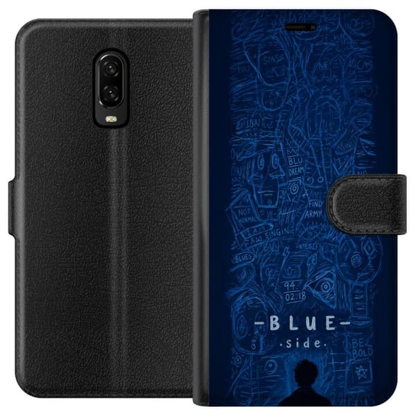 Kompatibelt Plånboksfodral till OnePlus 6T Blue Side illustration blå