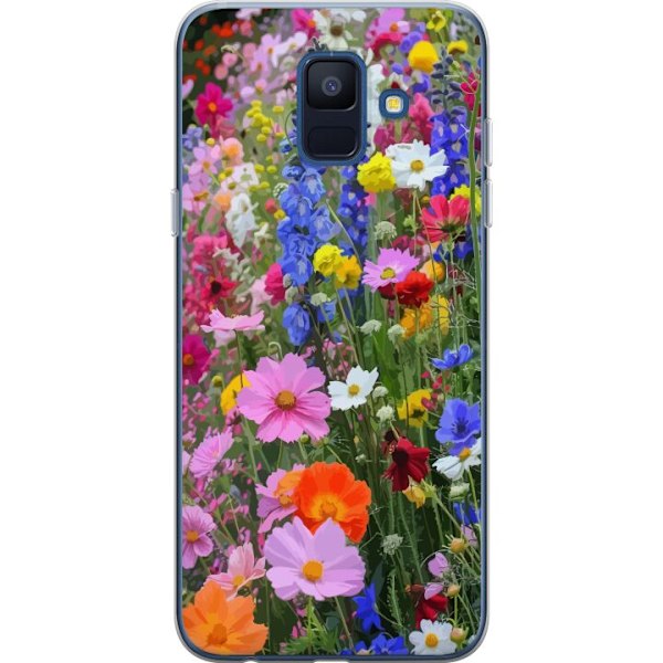 Samsung Galaxy A6 (2018) Genomskinligt Skal Blommigt mobilskal med somrig äng och naturmotiv
