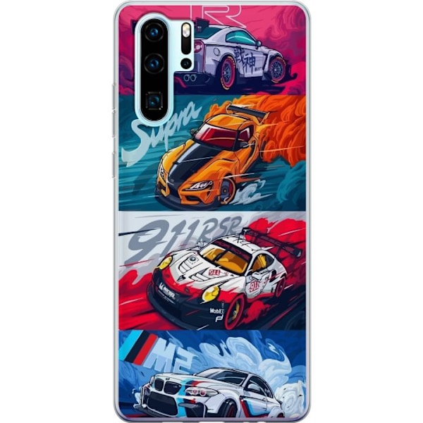 Huawei P30 Pro Läpinäkyvä kuori Nopeat Autot - Piirretty Ku
