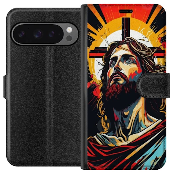 Google Pixel 9 Pro XL Lompakkokotelo Jeesus ja Kortti - uskonn