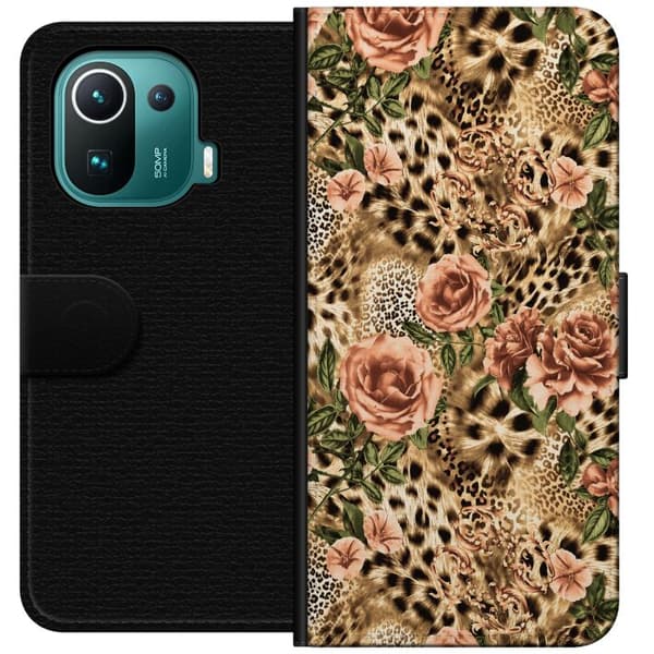 Kompatibelt Plånboksfodral till Xiaomi Mi 11 Pro Bruna leopardrosor brun