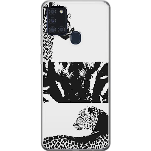 Samsung Galaxy A21s Gjennomsiktig deksel Leopard Faces
