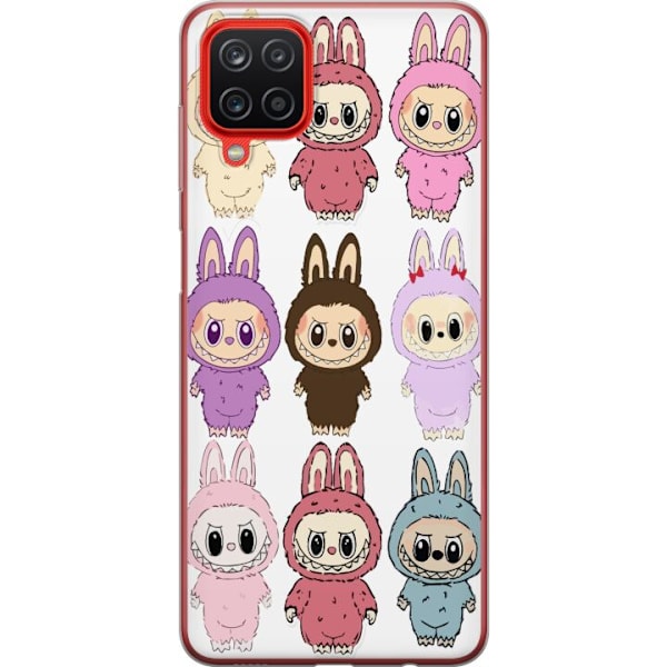 Samsung Galaxy A12 Genomskinligt Skal Labubu Pink Monster – Popkonst med Kawaii-touch