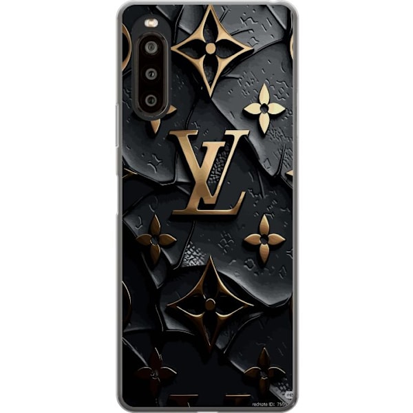 Sony Xperia 10 II Läpinäkyvä kuori Louis Vuitton Tumma tila Suunnittelu Musta Ylellisyys Tyyli Muoti Suosittu Graafinen Kuvio Muotisymboli Luksusbr