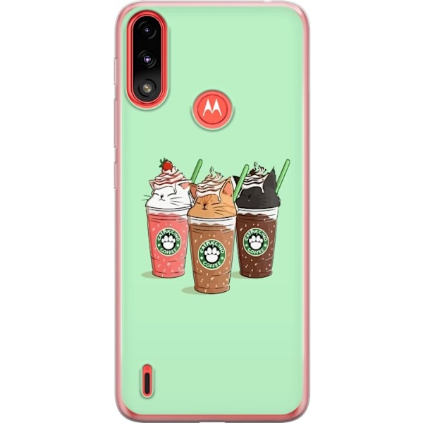 Motorola Moto E7 Power Gennemsigtig cover Catpuccino