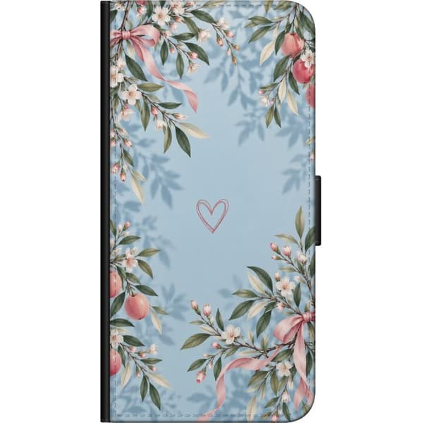 Kompatibelt Lommeboketui til OnePlus 8 Blomsterhjerte blå