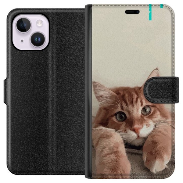 Apple iPhone 15 Plus Plånboksfodral Katt