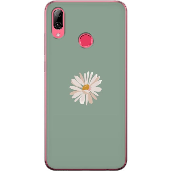 Huawei Y7 (2019) Läpinäkyvä kuori Vihreä Minimalikukka - tyylikäs kukka vihreällä taustalla